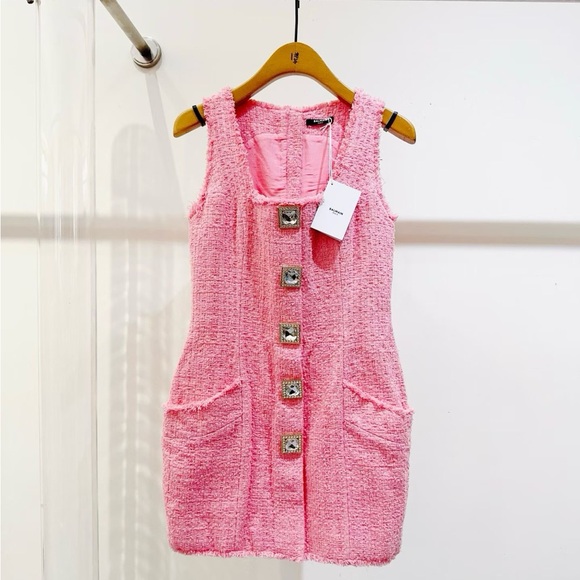 Balmain Dresses & Skirts - Authentic Balmain Pink Tweed  Dress